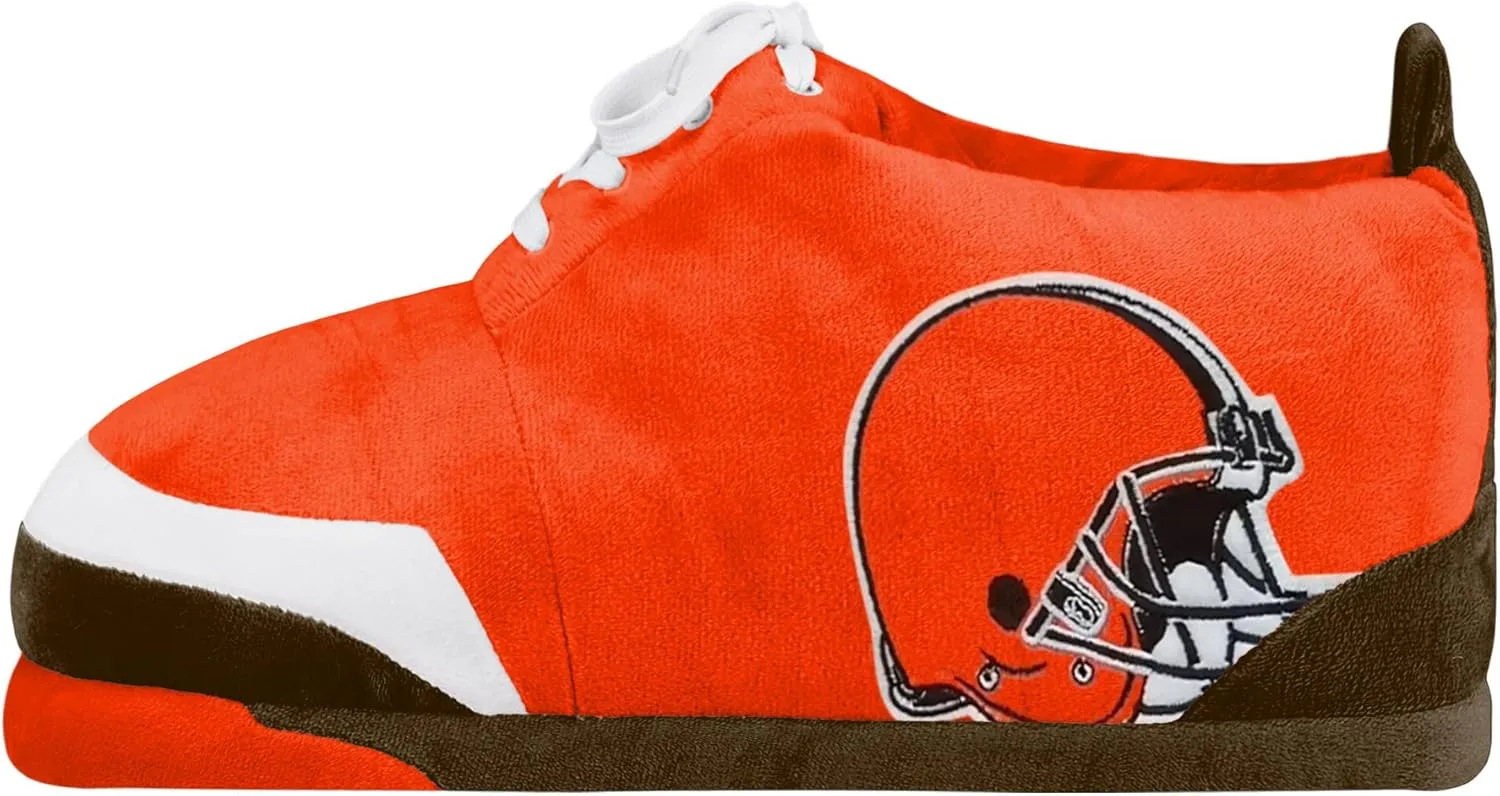 FOCO Mens NFL Team Logo Plush Oversized Sneaker Slippers