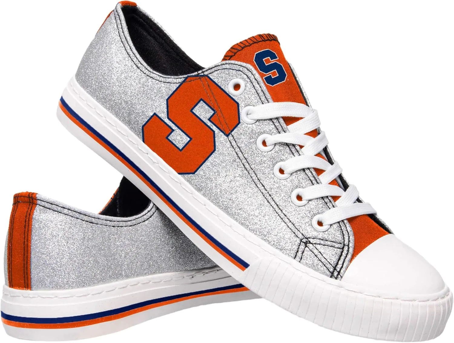 FOCO Syracuse Orange NCAA Womens Glitter Low Top Canvas Shoes - 6