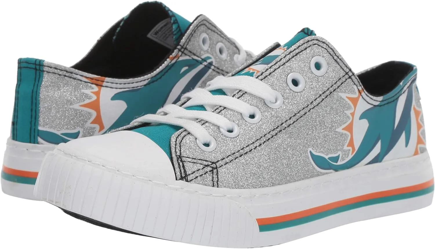 FOCO Women's NFL Team Logo Ladies Fashion Glitter Low Top Canvas Sneakers Shoes Dallas Cowboys Shoes-10/XXL