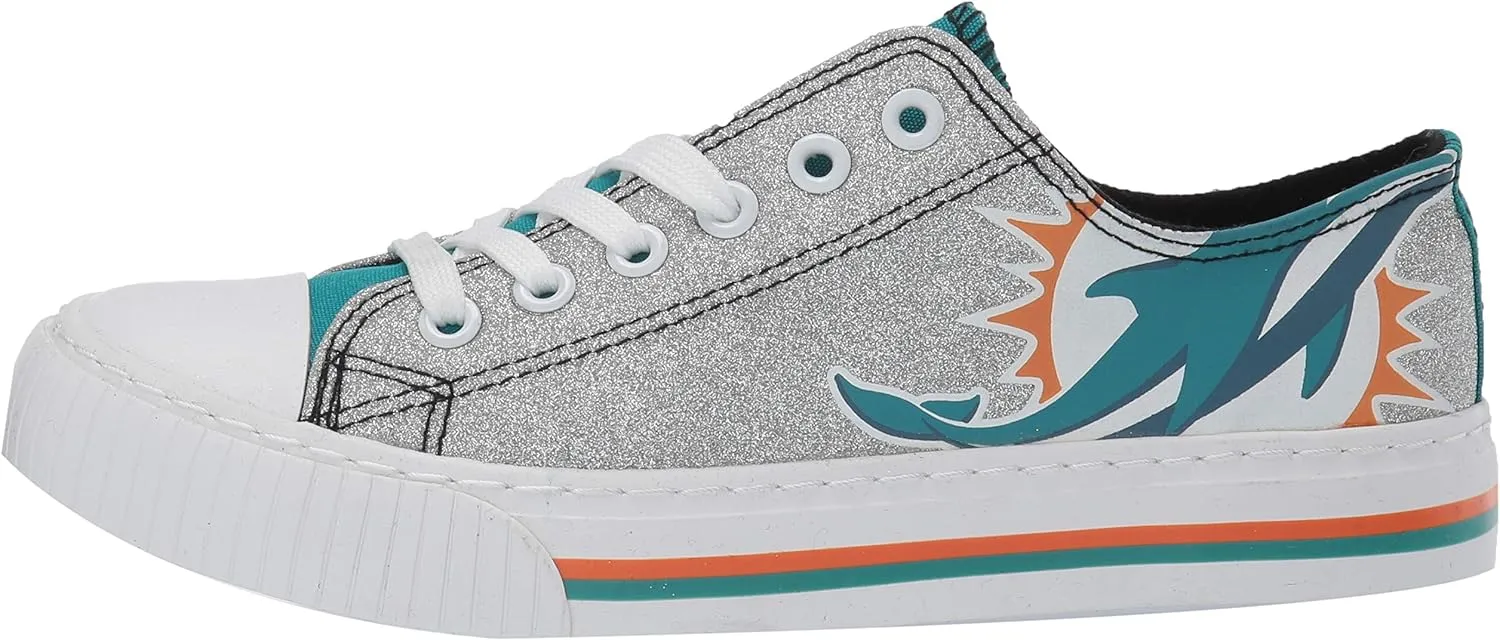 FOCO Women's NFL Team Logo Ladies Fashion Glitter Low Top Canvas Sneakers Shoes Dallas Cowboys Shoes-10/XXL