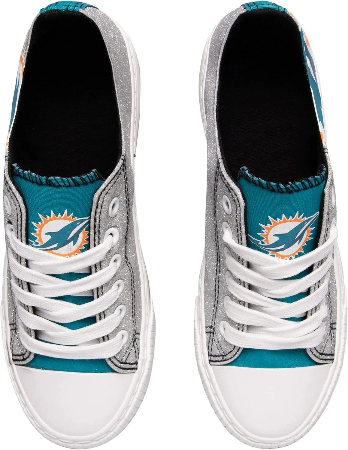 FOCO Women's NFL Team Logo Ladies Fashion Glitter Low Top Canvas Sneakers Shoes Dallas Cowboys Shoes-10/XXL