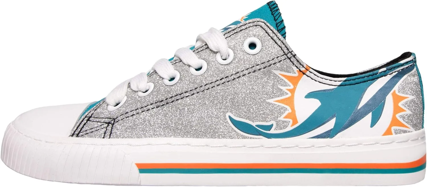 FOCO Women's NFL Team Logo Ladies Fashion Glitter Low Top Canvas Sneakers Shoes Dallas Cowboys Shoes-10/XXL