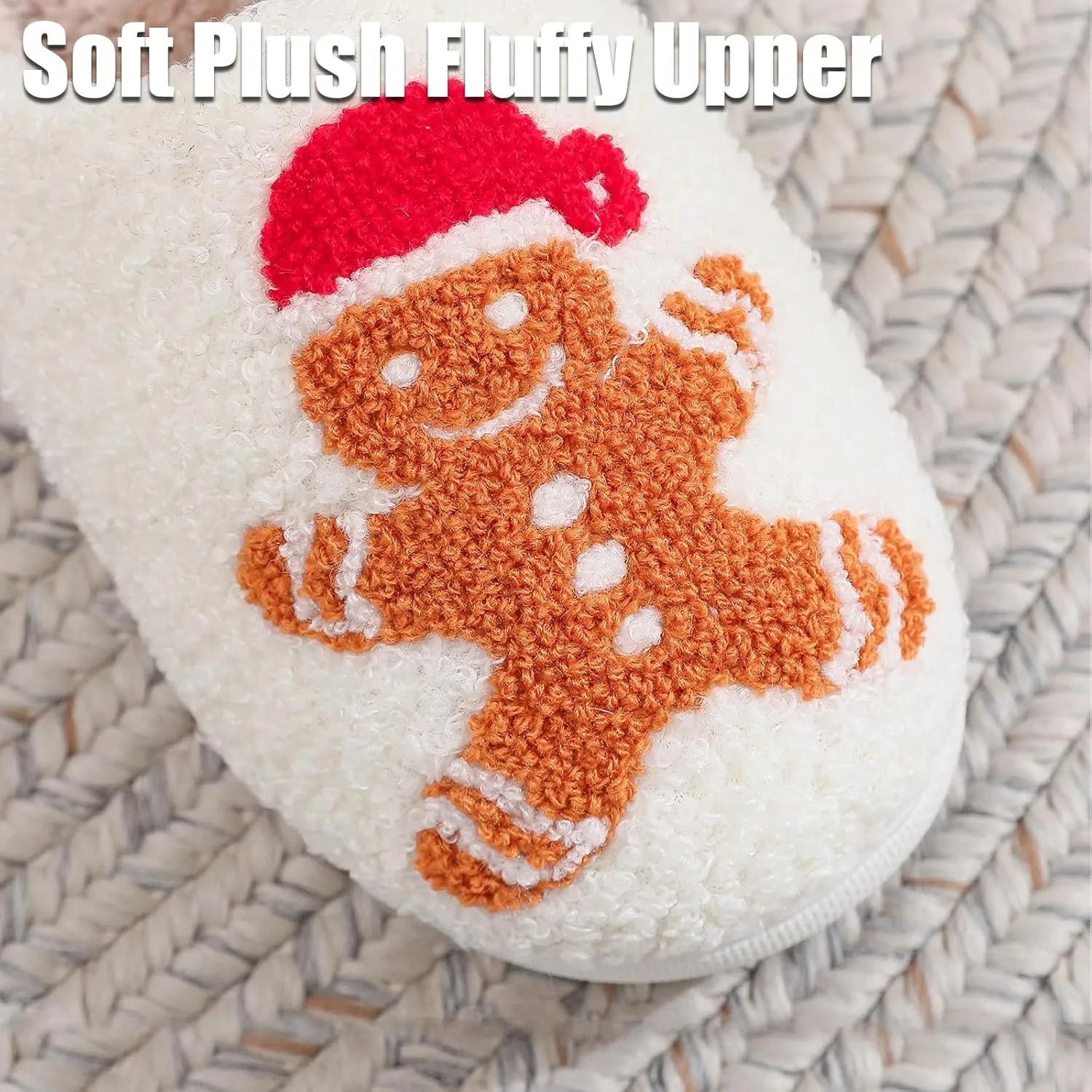 FOCUSIN Christmas Reindeer Slippers House Shoes for Women Fluffy Soft Cozy Bedroom Cartoon Plush Cute Slippers for Indoor Outdoor Use