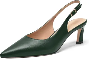 FOGEENA Womens Buckle Bridal Fashion Ankle Strap Solid Pointed Toe Matte Kitten Leather Low Heel Pumps Shoes 2 Inch
