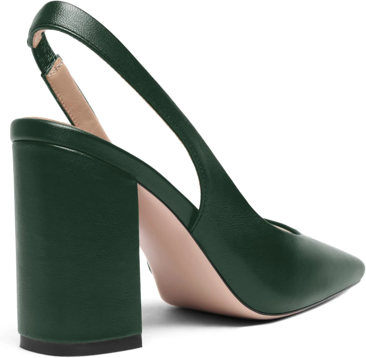 FOGEENA Womens Slingback Sexy Comfortable Square Toe Party Fashion Matte Leather Block High Heel Pumps Dress Shoes 3.5 Inch