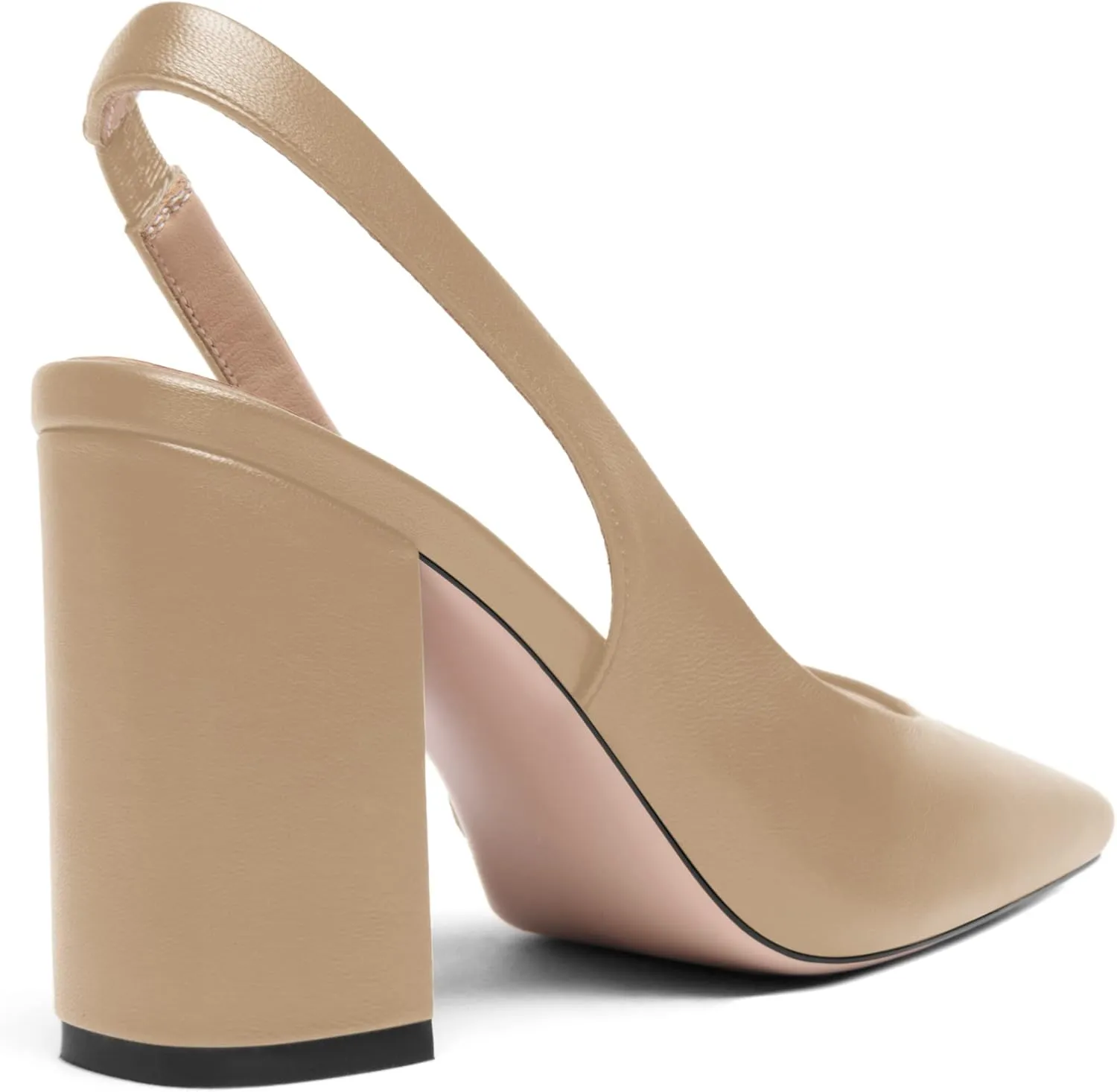 FOGEENA Womens Slingback Sexy Comfortable Square Toe Party Fashion Matte Leather Block High Heel Pumps Dress Shoes 3.5 Inch