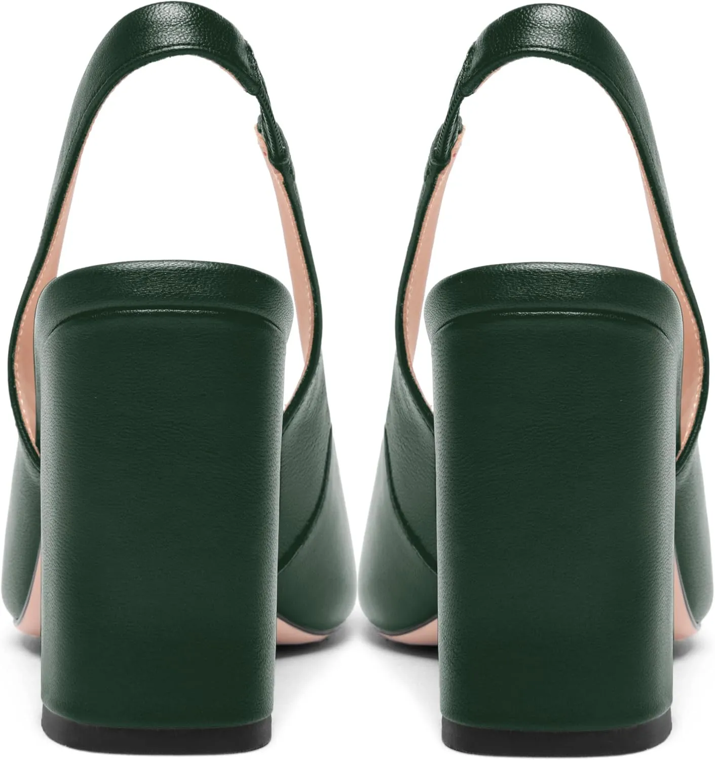 FOGEENA Womens Slingback Sexy Comfortable Square Toe Party Fashion Matte Leather Block High Heel Pumps Dress Shoes 3.5 Inch