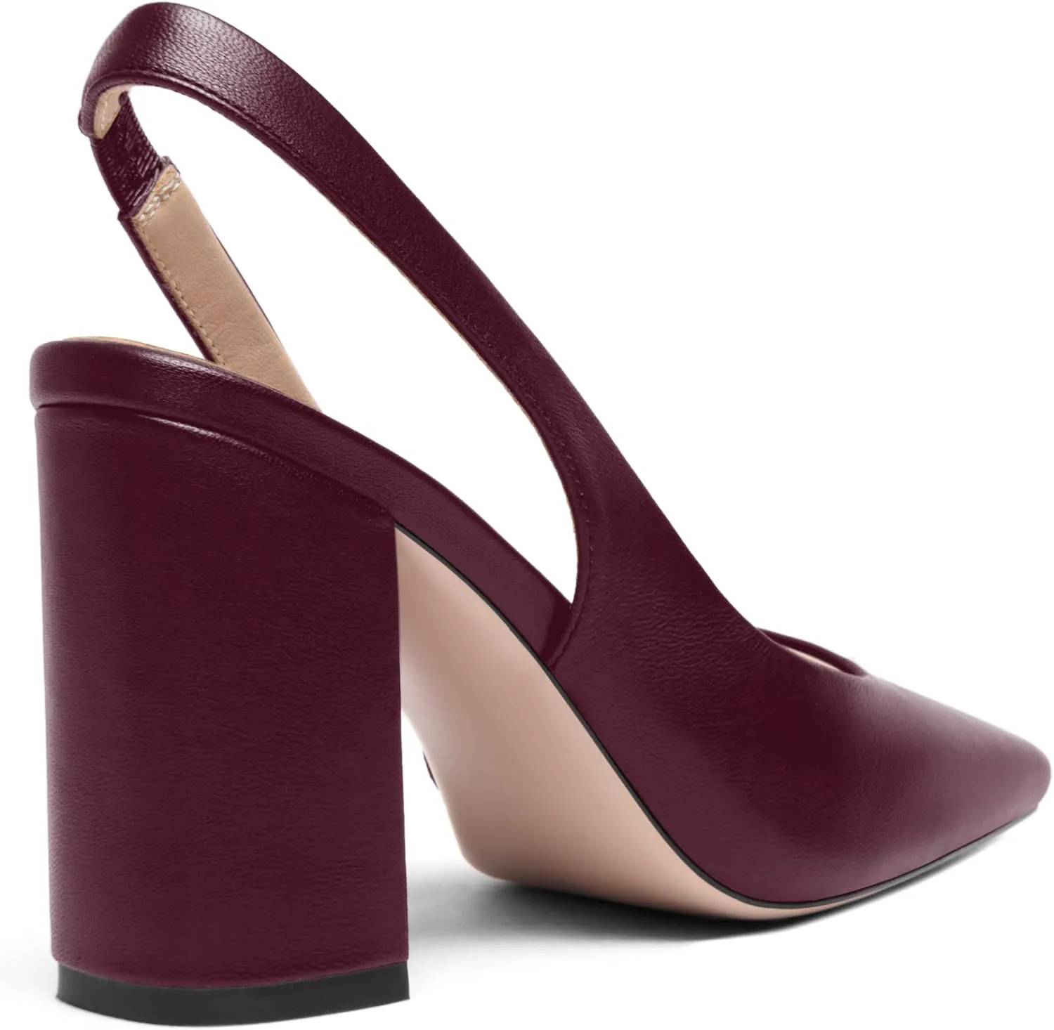 FOGEENA Womens Slingback Sexy Comfortable Square Toe Party Fashion Matte Leather Block High Heel Pumps Dress Shoes 3.5 Inch
