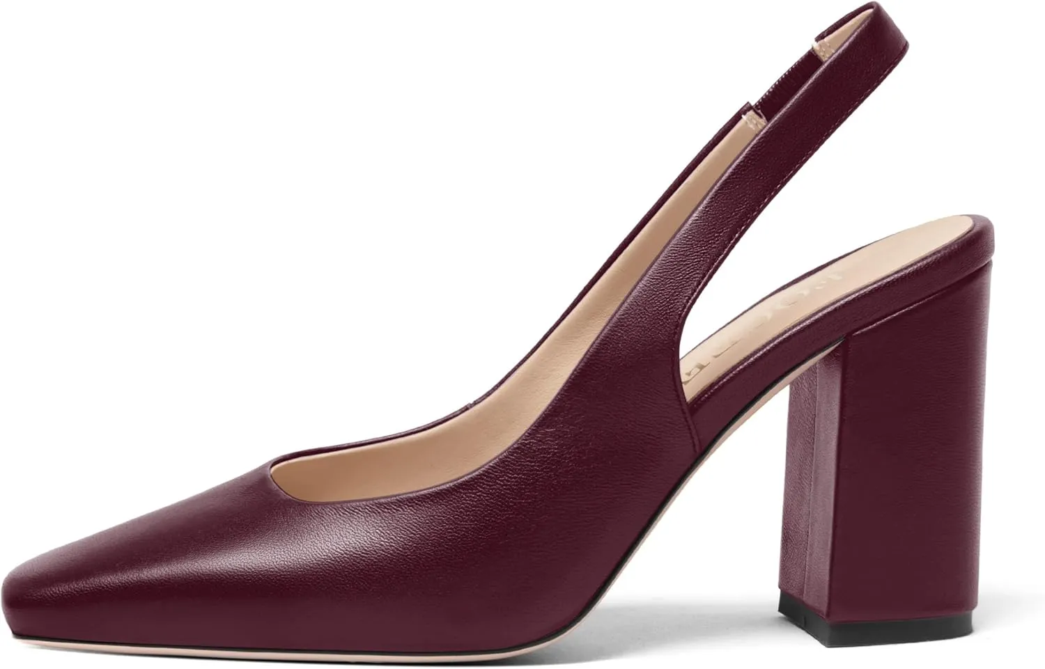 FOGEENA Womens Slingback Sexy Comfortable Square Toe Party Fashion Matte Leather Block High Heel Pumps Dress Shoes 3.5 Inch