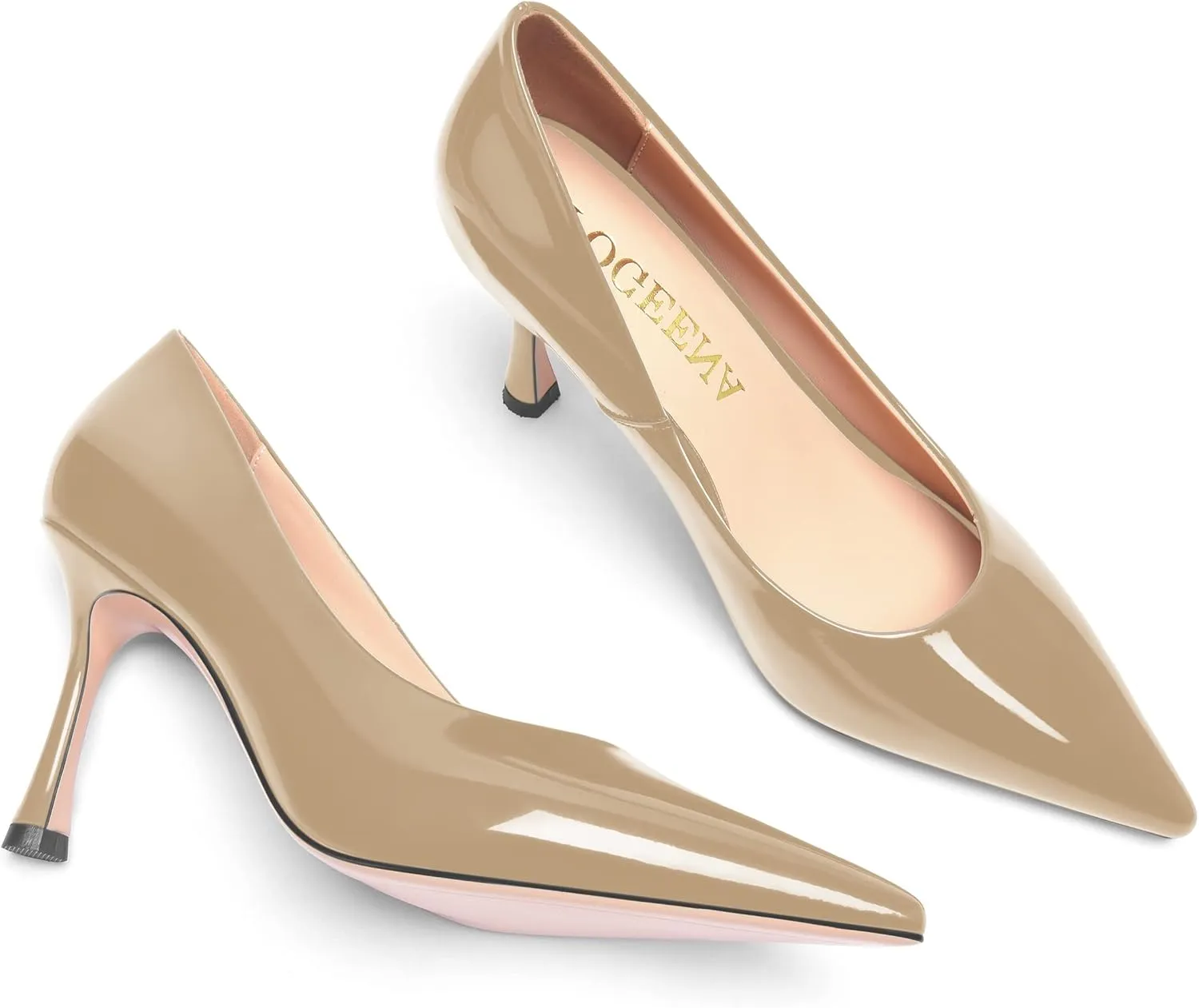 FOGEENA Womens Solid Patent Pointed Toe Sexy Slip On Evening Stiletto Leather High Heel Pumps Shoes 3.14 Inch