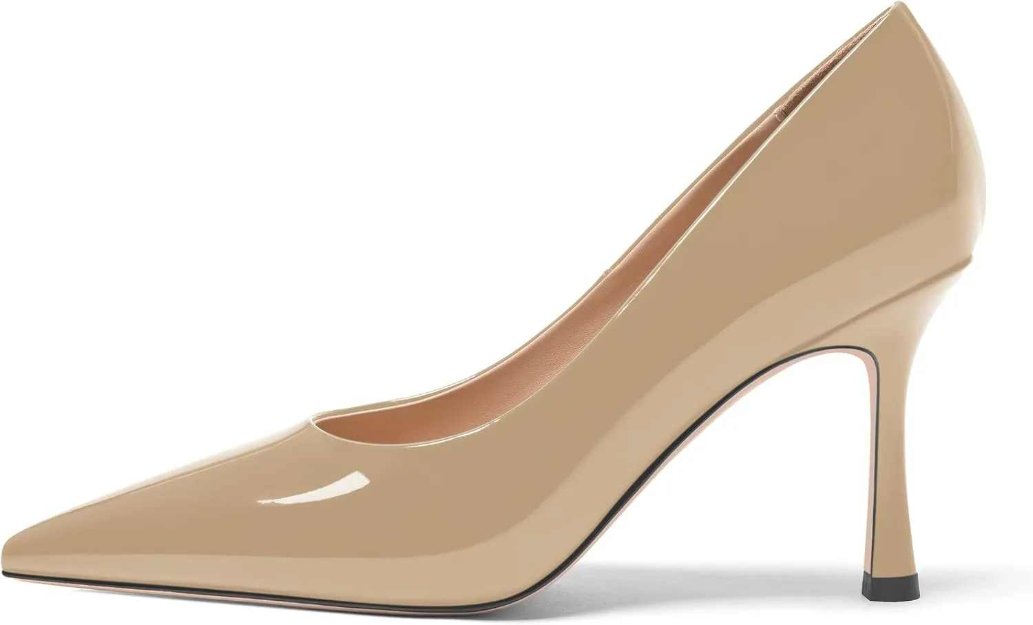 FOGEENA Womens Solid Patent Pointed Toe Sexy Slip On Evening Stiletto Leather High Heel Pumps Shoes 3.14 Inch
