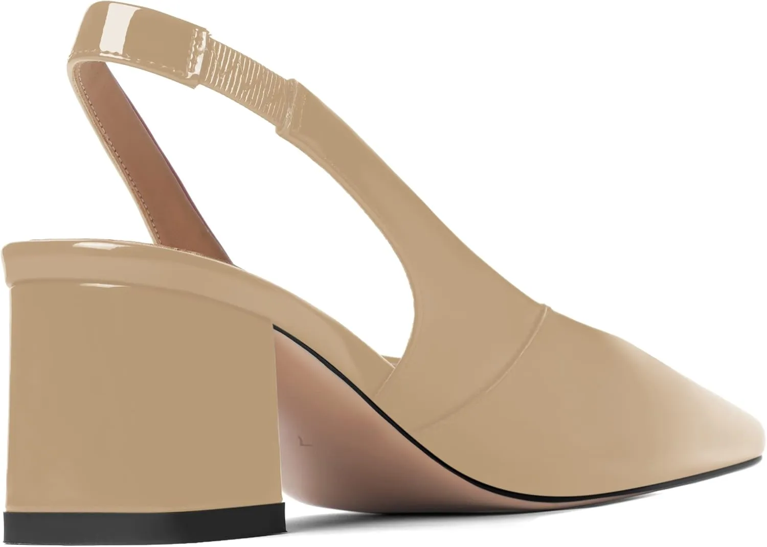 FOGEENA Womens Square Toe Patent Party Solid Dress Slip On Chunky Leather Low Heel Pumps Shoes 2 Inch