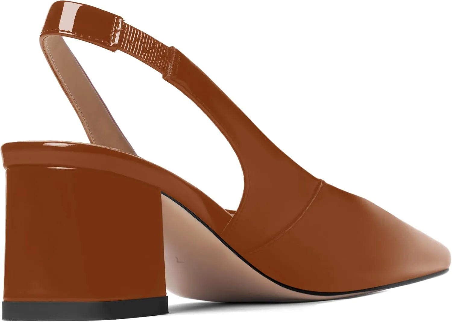 FOGEENA Womens Square Toe Patent Party Solid Dress Slip On Chunky Leather Low Heel Pumps Shoes 2 Inch