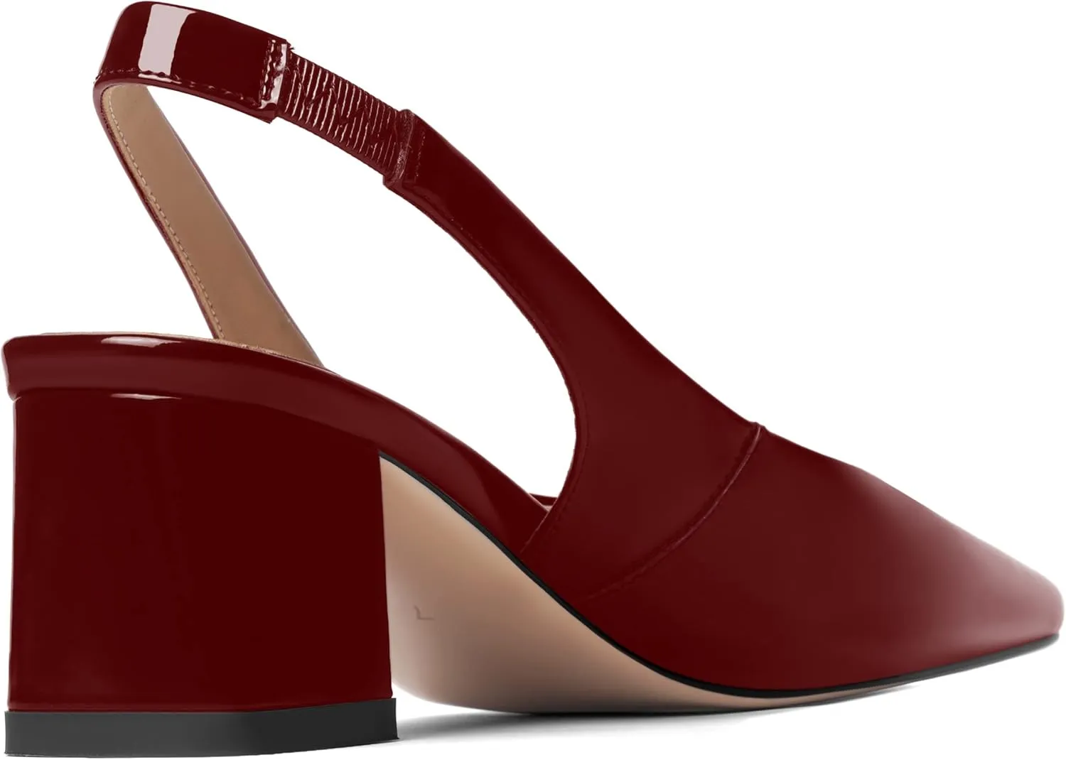 FOGEENA Womens Square Toe Patent Party Solid Dress Slip On Chunky Leather Low Heel Pumps Shoes 2 Inch