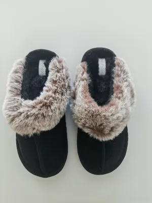 FootFurther Women's Patient Slippers Slip on Fuzzy House Slippers