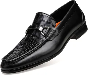 Formal Dress Shoes for Mens, Premium Crocodile Printed Leather Slip on Dress Shoes, Driving Wedding Shoes for Men