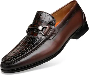 Formal Dress Shoes for Mens, Premium Crocodile Printed Leather Slip on Dress Shoes, Driving Wedding Shoes for Men