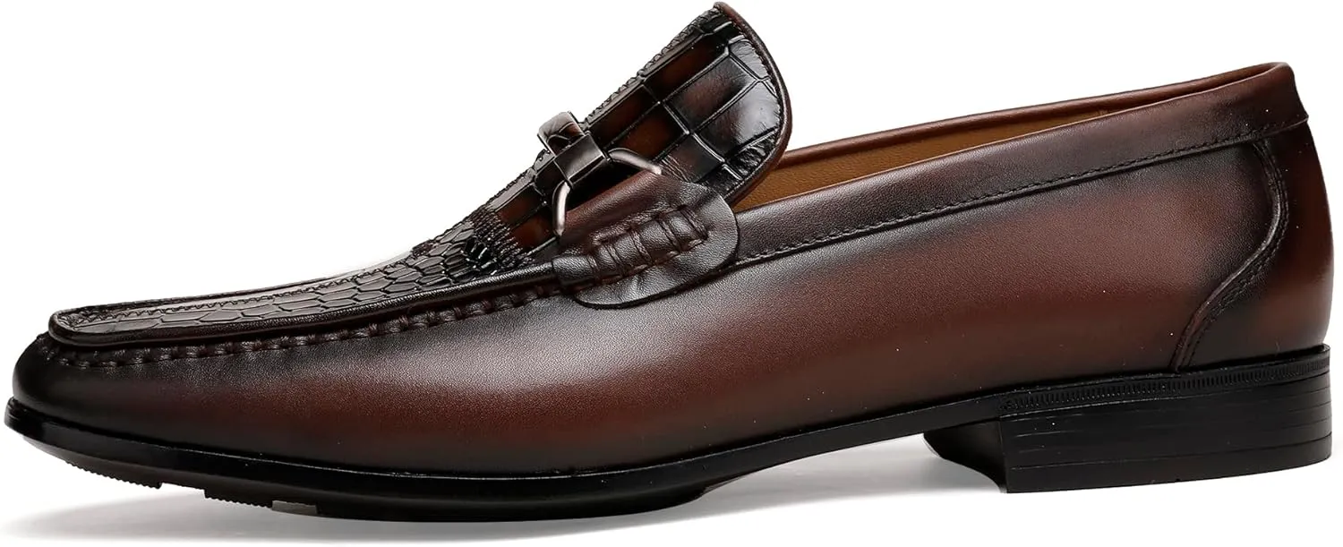 Formal Dress Shoes for Mens, Premium Crocodile Printed Leather Slip on Dress Shoes, Driving Wedding Shoes for Men
