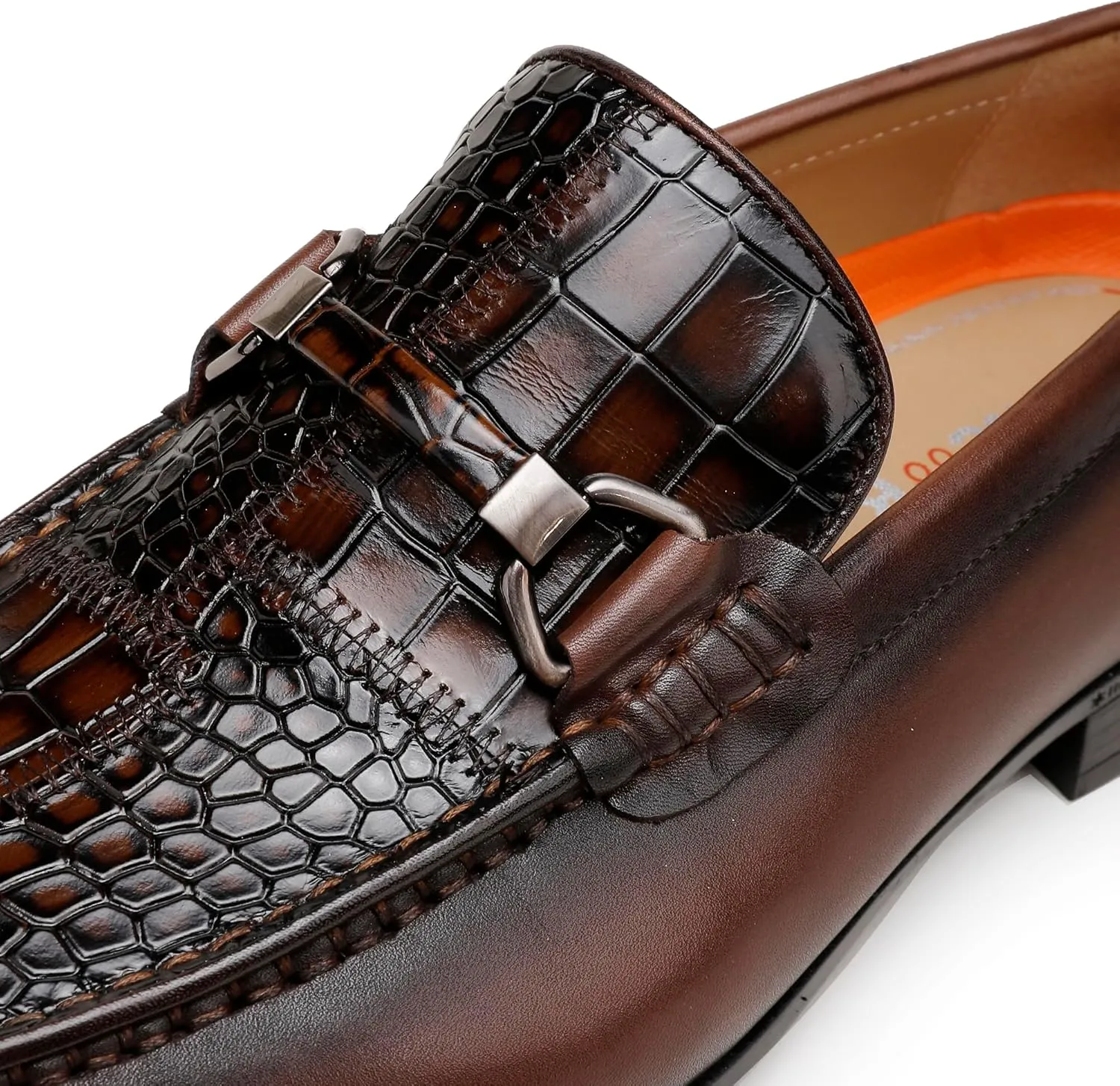 Formal Dress Shoes for Mens, Premium Crocodile Printed Leather Slip on Dress Shoes, Driving Wedding Shoes for Men