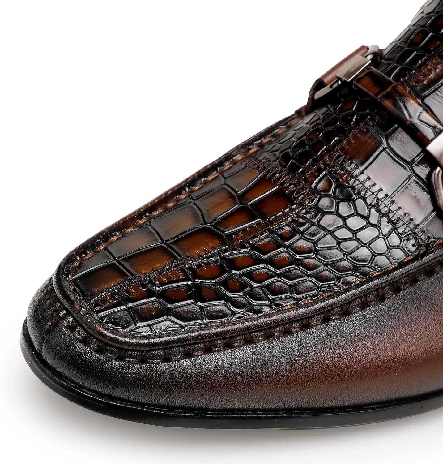 Formal Dress Shoes for Mens, Premium Crocodile Printed Leather Slip on Dress Shoes, Driving Wedding Shoes for Men