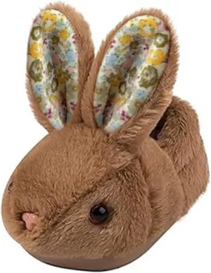 F𝘂r Fuzzy Bunny Ear Slippers for Girls Kids Baby Toddler Infant Cotton Soft Ankle Flat Shoes Winter Non Slip Slipper