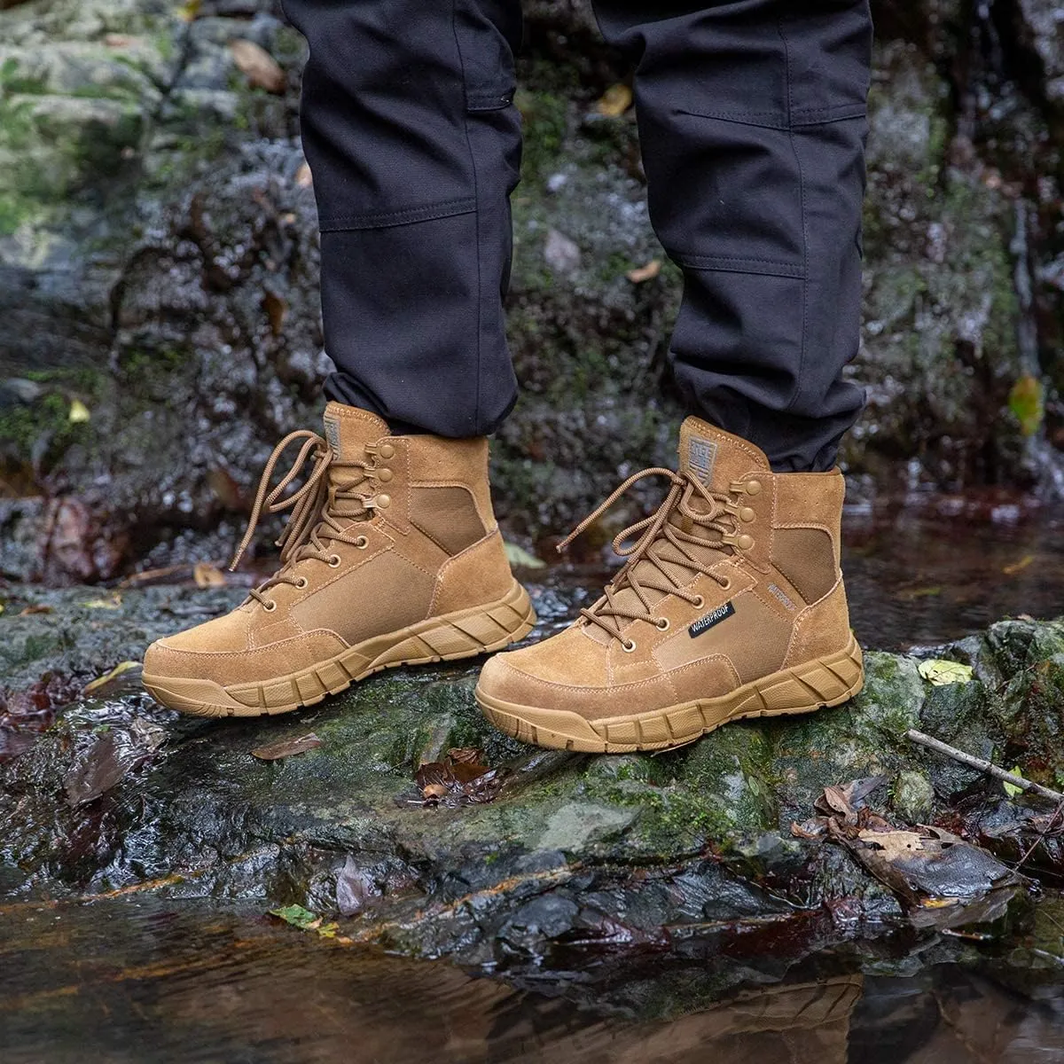 FREE SOLDIER Hiking Work Boots Men's Tactical Boots 6 Inches Waterproof Military Boots Outdoors Desert Boots