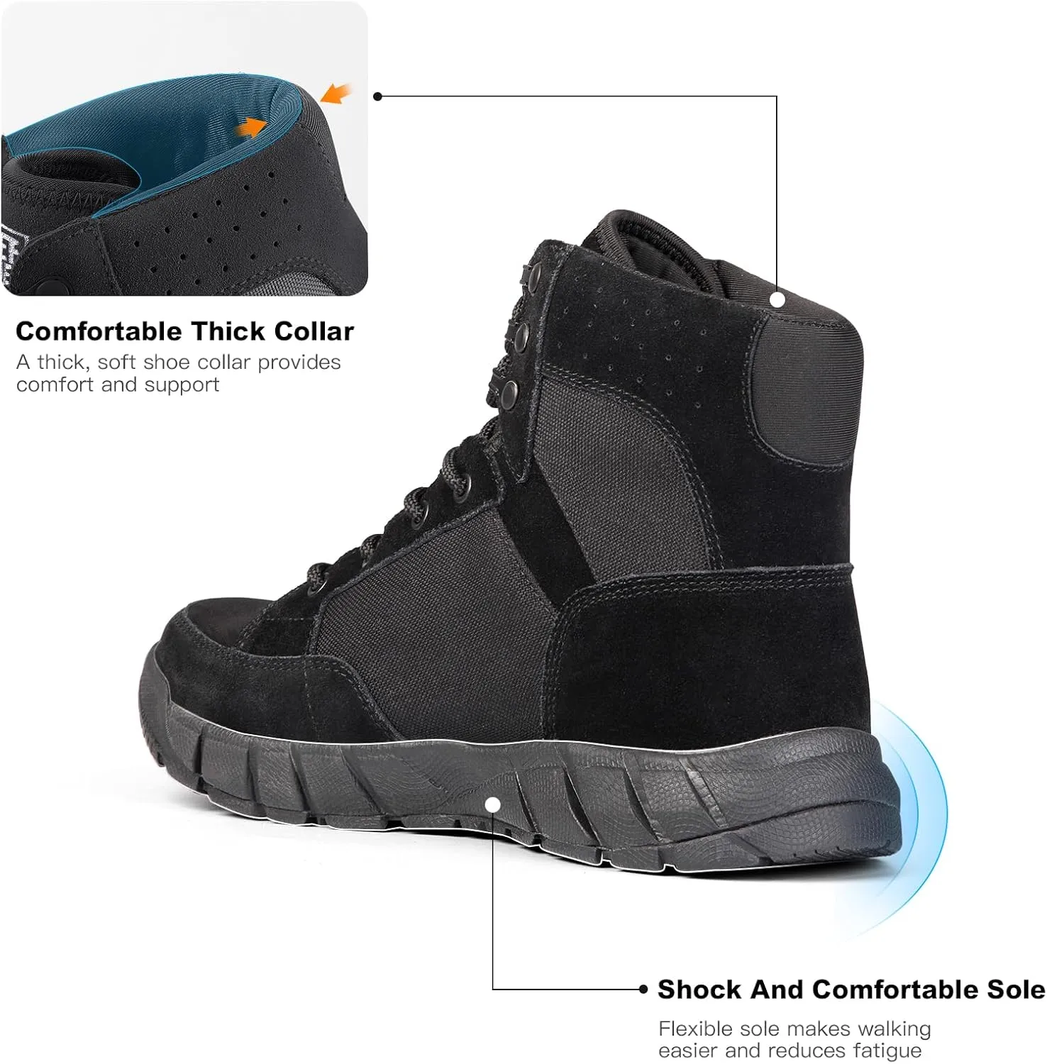 FREE SOLDIER Hiking Work Boots Men's Tactical Boots 6 Inches Waterproof Military Boots Outdoors Desert Boots