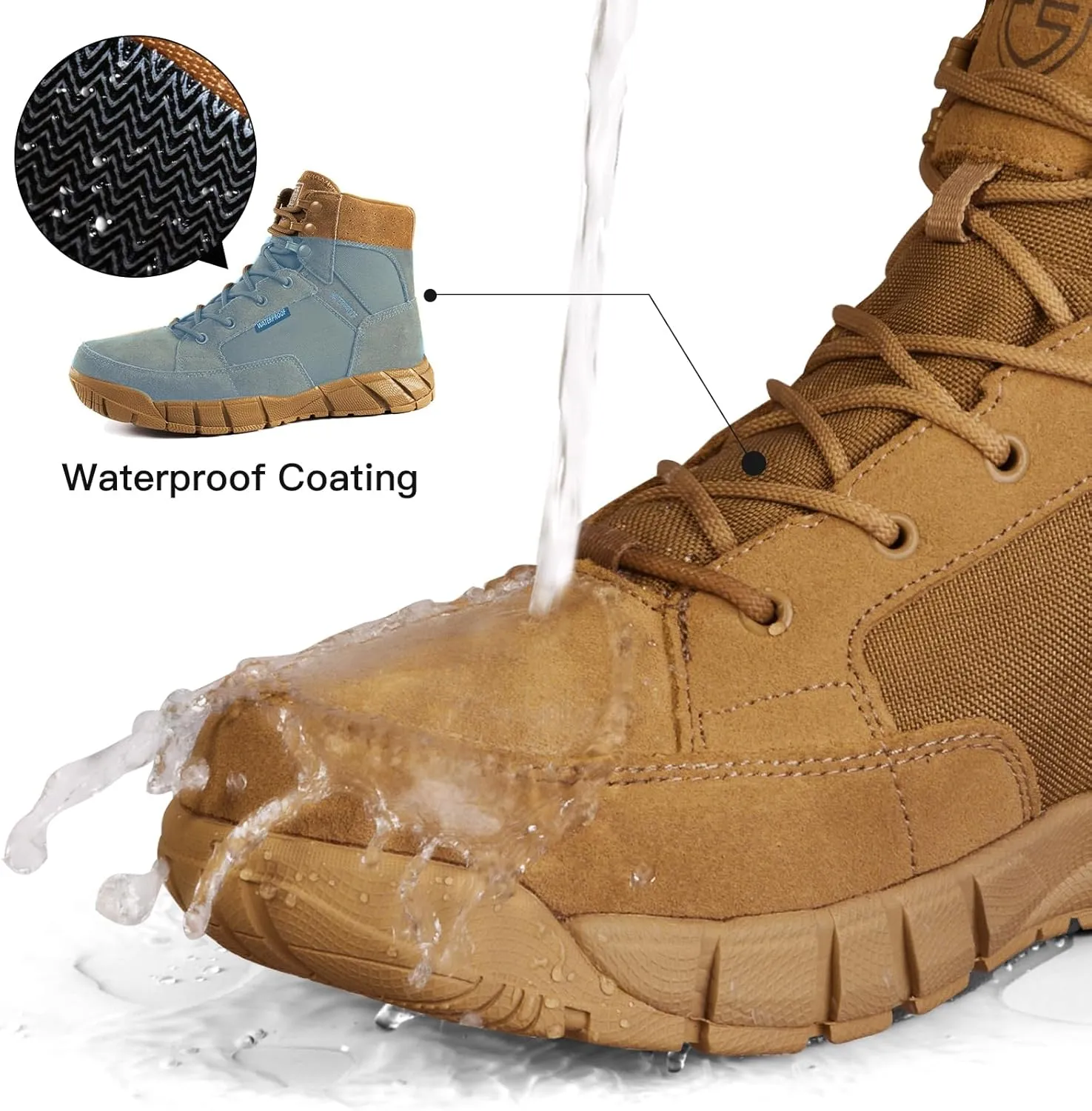 FREE SOLDIER Hiking Work Boots Men's Tactical Boots 6 Inches Waterproof Military Boots Outdoors Desert Boots