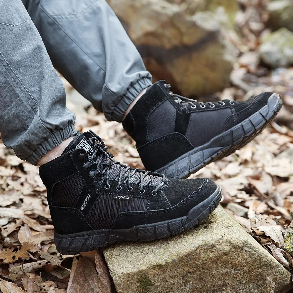 FREE SOLDIER Hiking Work Boots Men's Tactical Boots 6 Inches Waterproof Military Boots Outdoors Desert Boots