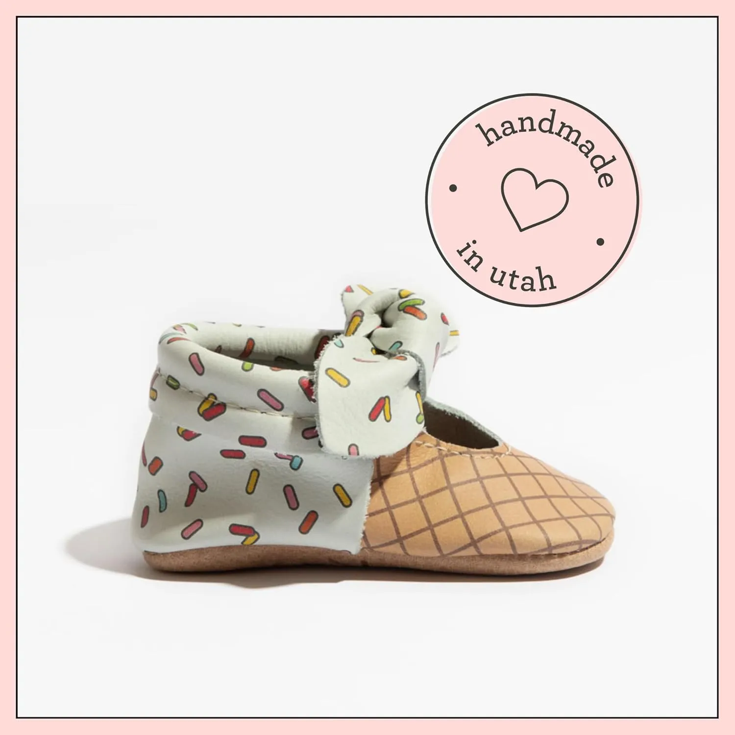 Freshly Picked Knotted Bow Baby Girl Shoes Soft Sole or Hard Sole, Premium Leather Baby Shoes Handmade in Utah, Infant to Toddler Sizes