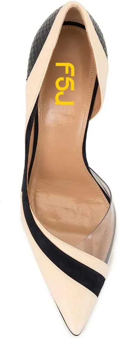 FSJ Women Formal Pointed Toe Dress Shoes D'Orsay High Heels Sexy Stiletto Formal Pumps Size 4-15 US
