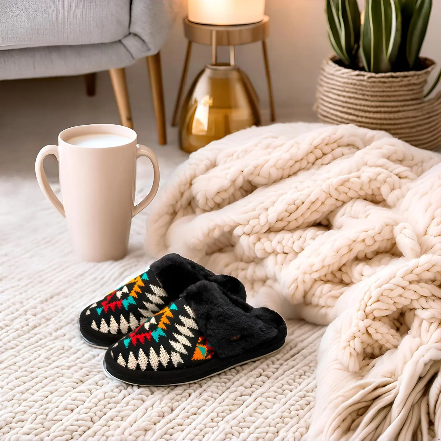 Funky Junque Cozy Plush Women's Memory Foam Slippers - Mother's Day Gift - Indoor/Outdoor Slip-Ons
