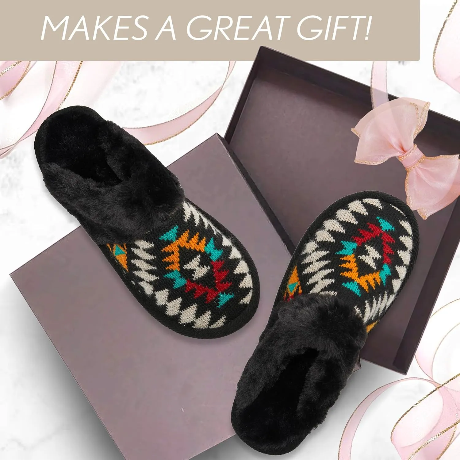 Funky Junque Cozy Plush Women's Memory Foam Slippers - Mother's Day Gift - Indoor/Outdoor Slip-Ons