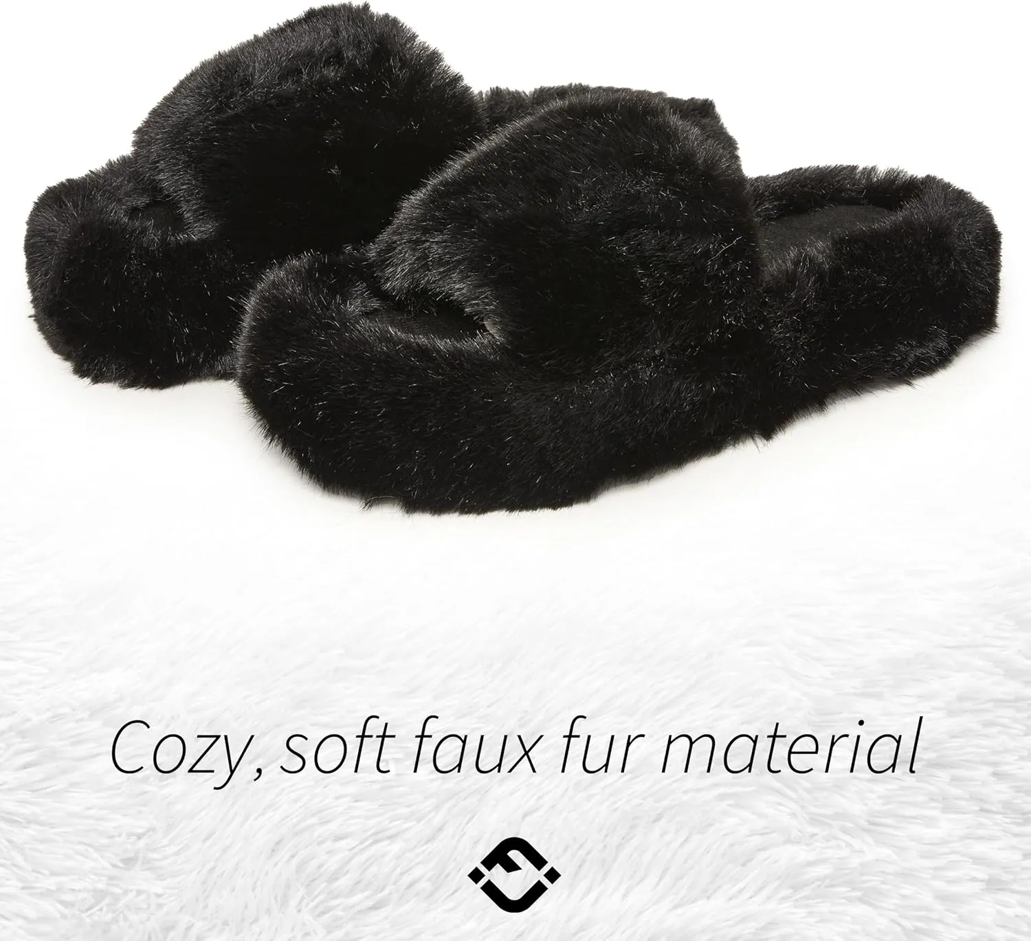 Funky Junque Women's Faux Fur Memory Foam Open Toe Slippers - Mother's Day Gift - with Non Slip Sole