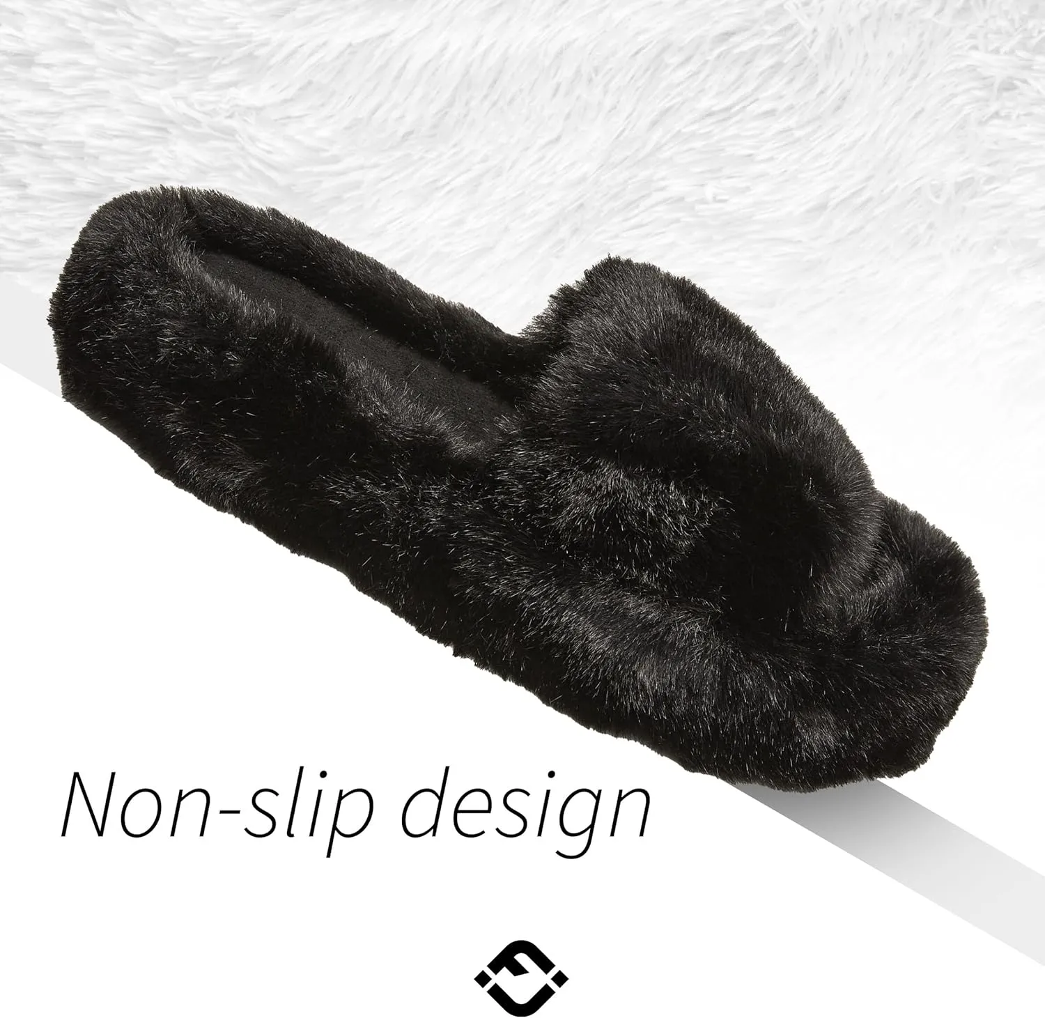 Funky Junque Women's Faux Fur Memory Foam Open Toe Slippers - Mother's Day Gift - with Non Slip Sole