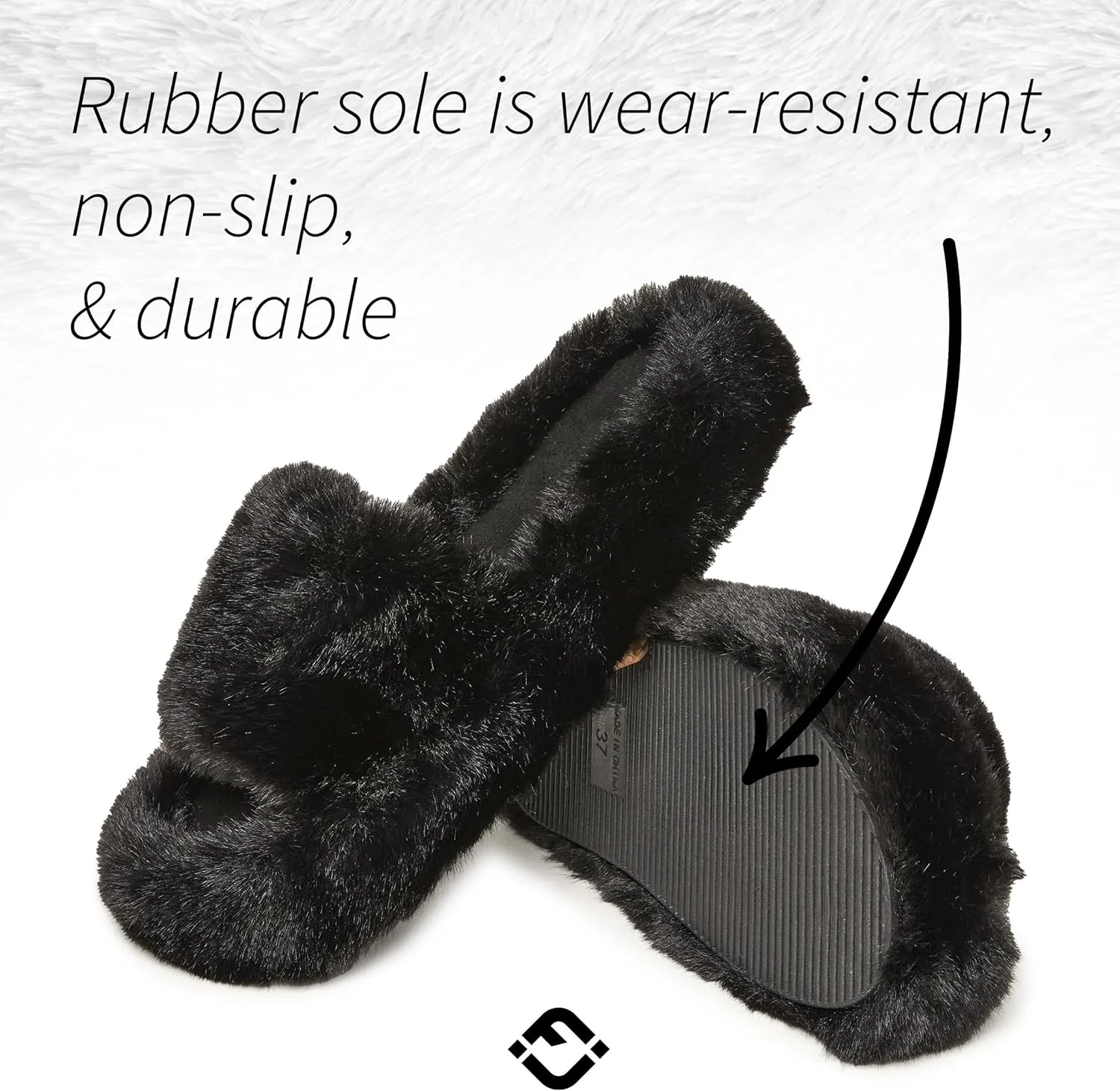 Funky Junque Women's Faux Fur Memory Foam Open Toe Slippers - Mother's Day Gift - with Non Slip Sole