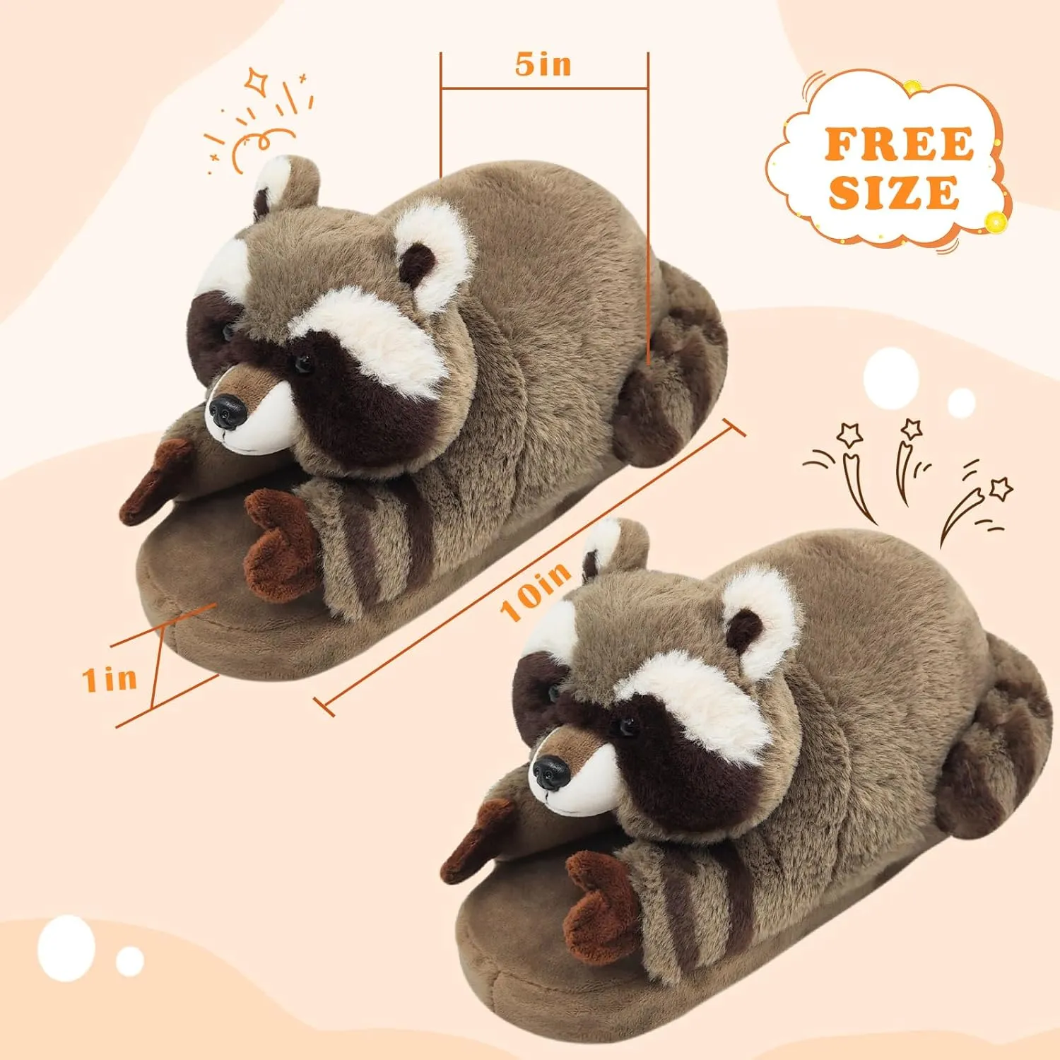 Funny Animal Slippers for Women, Cartoon Cute Fluffy Animal Slippers Cotton Soft Memory Foam Indoor Slippers,Birthday Gifts for Women