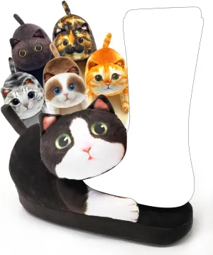 Funny Fuzzy Cat Slippers for Women - Fluffy House Shoes, Cute Animal Slippers for Indoor & Outdoor, Soft Non-Slip, Cat Gifts for Lovers, Christmas Gifts for Girls/Mom/Men