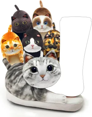 Funny Fuzzy Cat Slippers for Women - Fluffy House Shoes, Cute Animal Slippers for Indoor & Outdoor, Soft Non-Slip, Cat Gifts for Lovers, Christmas Gifts for Girls/Mom/Men