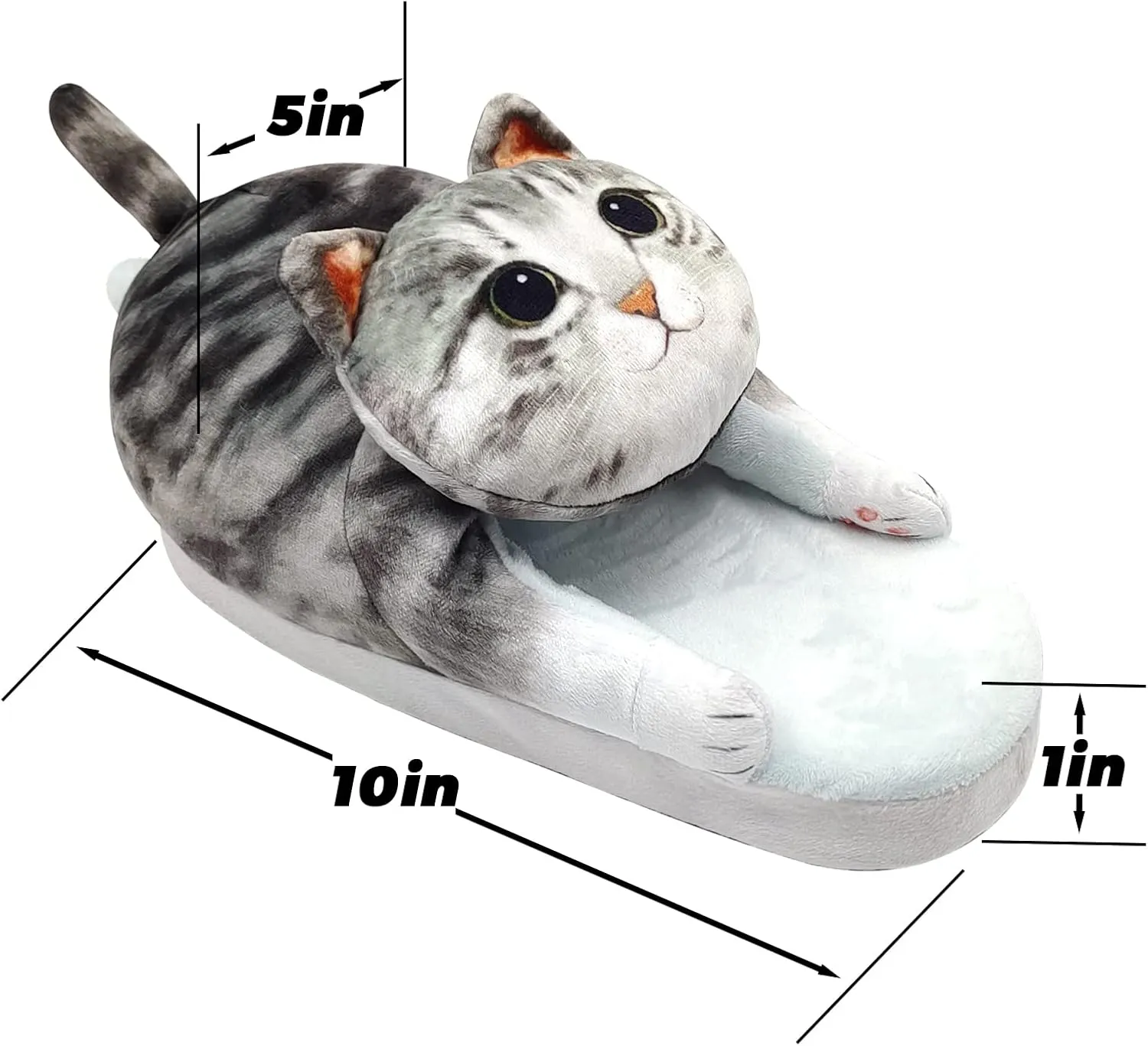 Funny Fuzzy Cat Slippers for Women - Fluffy House Shoes, Cute Animal Slippers for Indoor & Outdoor, Soft Non-Slip, Cat Gifts for Lovers, Christmas Gifts for Girls/Mom/Men