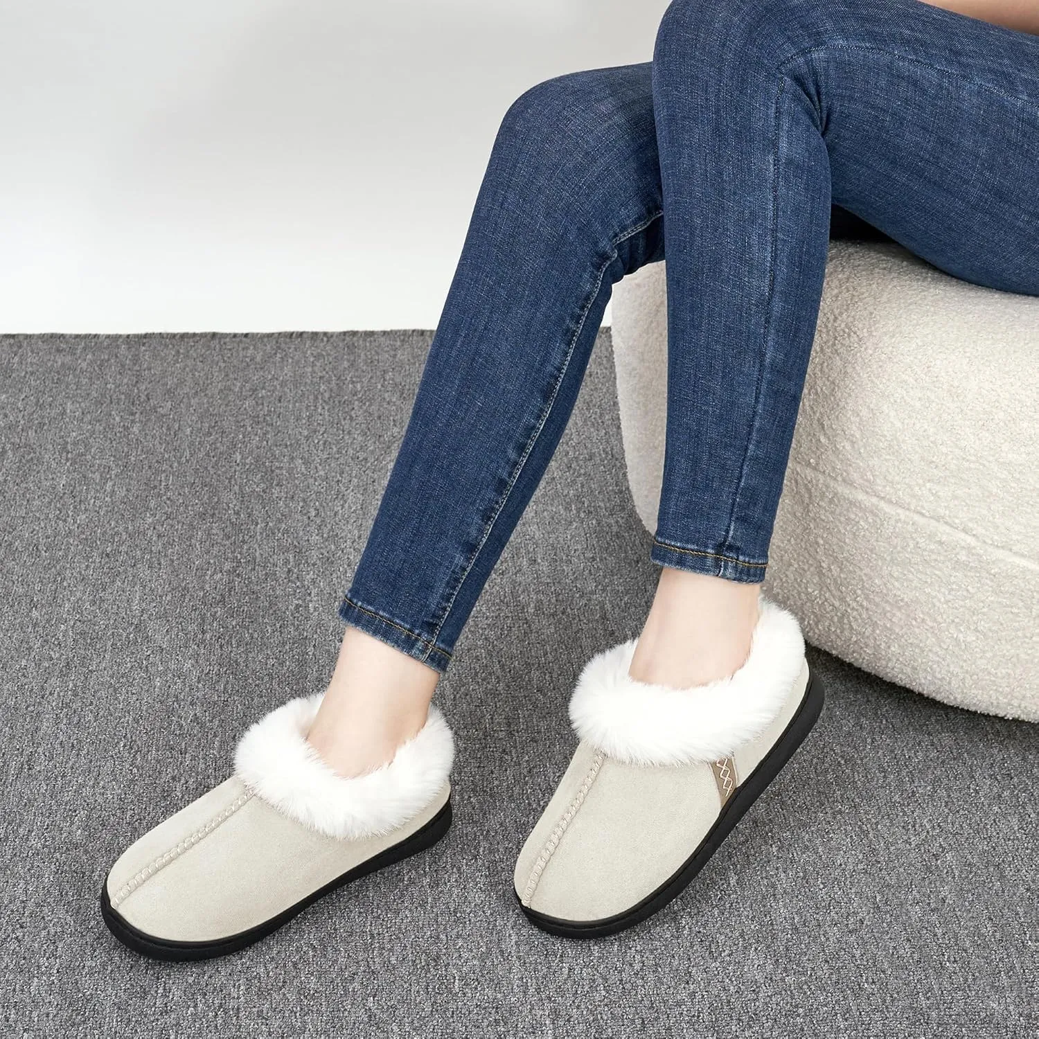 Fuzzy House Slippers for Women & Men - Memory Foam, Non-Slip, Warm Indoor/Outdoor Shoes