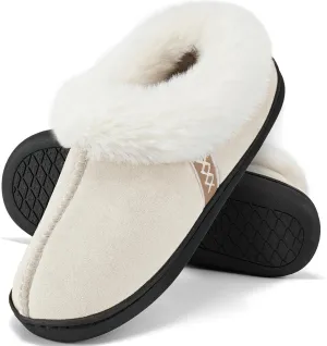 Fuzzy House Slippers for Women & Men - Memory Foam, Non-Slip, Warm Indoor/Outdoor Shoes
