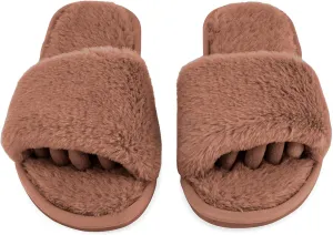 Fuzzy House Slippers for Women - Soft & Comfortable Womens Slippers with Open Toe Separators - Cute All Day Wear Casual Slip on Ladies Footwear for Indoor & Outdoor