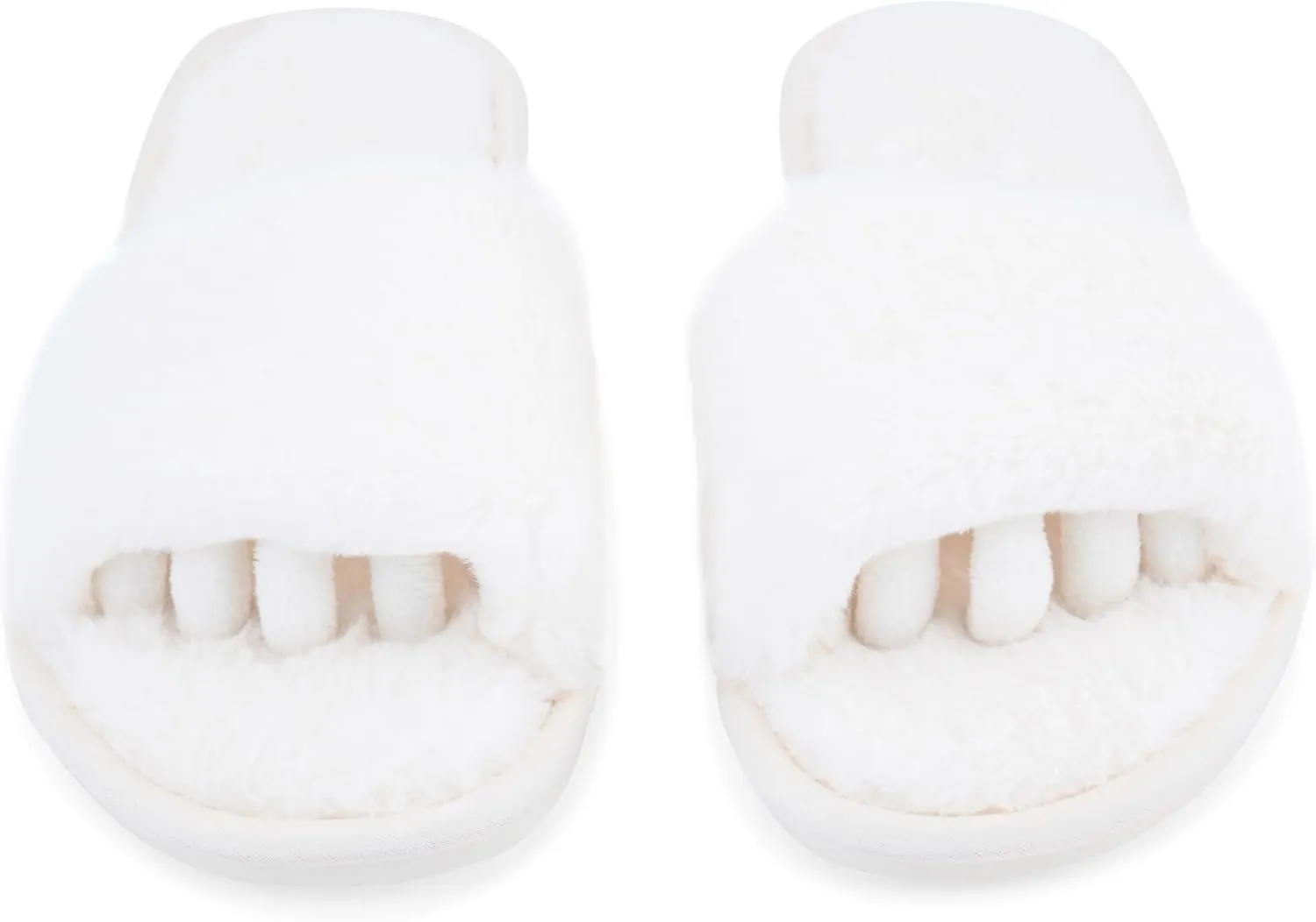 Fuzzy House Slippers for Women - Soft & Comfortable Womens Slippers with Open Toe Separators - Cute All Day Wear Casual Slip on Ladies Footwear for Indoor & Outdoor