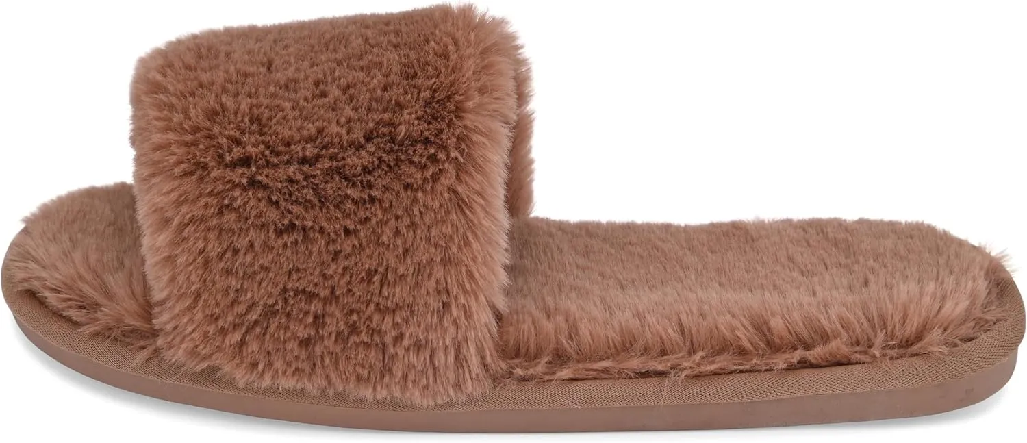 Fuzzy House Slippers for Women - Soft & Comfortable Womens Slippers with Open Toe Separators - Cute All Day Wear Casual Slip on Ladies Footwear for Indoor & Outdoor