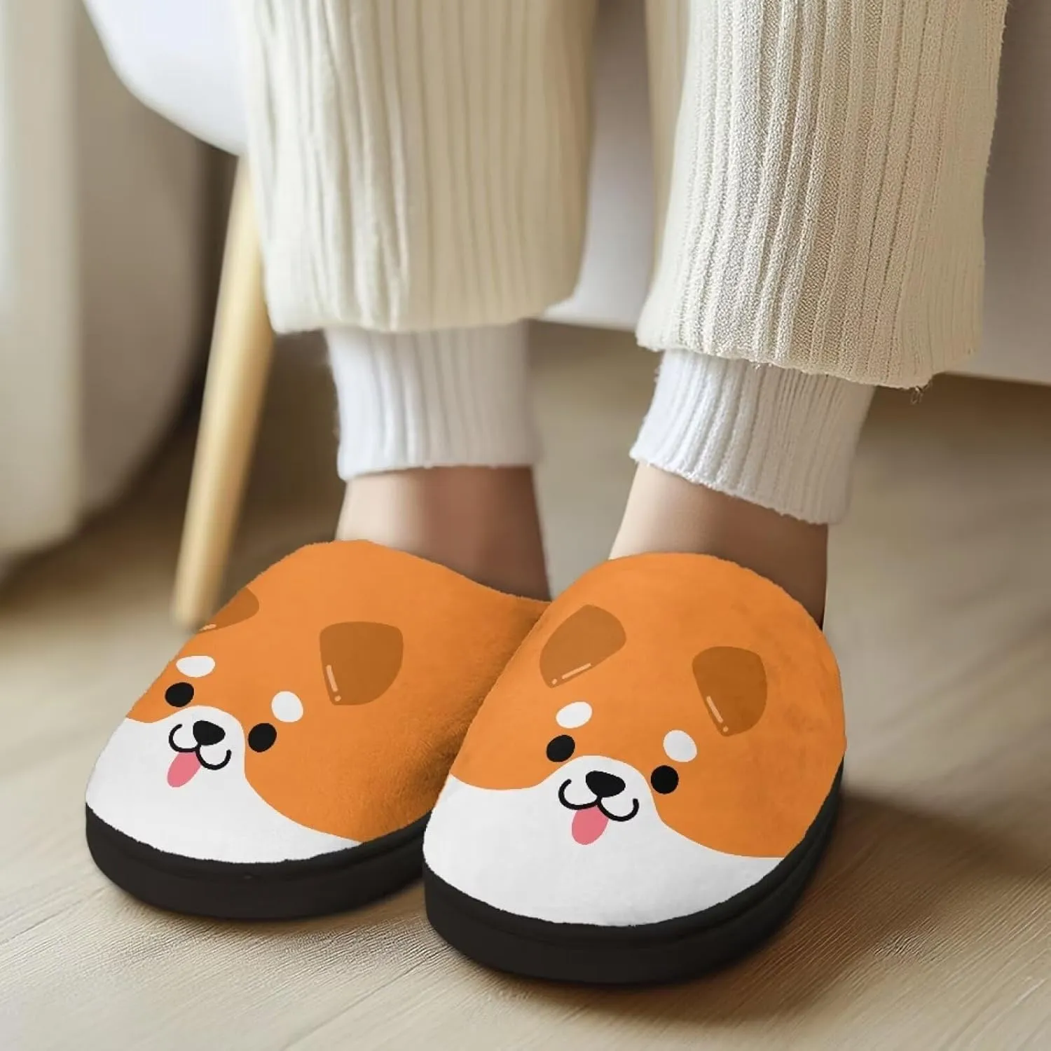 Fuzzy Memory Foam Cozy Slippers for Womem Indoor Home Womens Slip On House Shoes with Rubber Soles Size 4-12