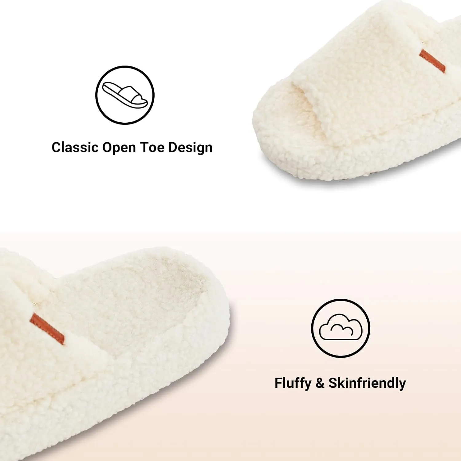 Fuzzy Memory Foam Slippers for Women, Fluffy Open Toe Comfy Soft Non-Slip House Shoes Indoor & Outdoor, Trendy Gift Slippers