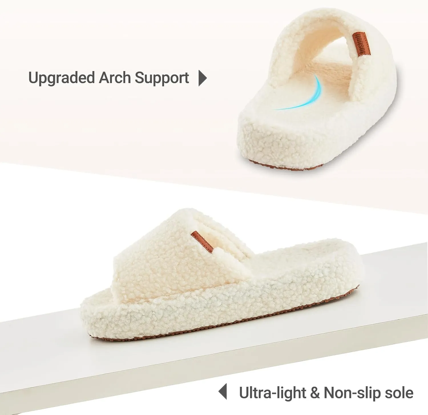 Fuzzy Memory Foam Slippers for Women, Fluffy Open Toe Comfy Soft Non-Slip House Shoes Indoor & Outdoor, Trendy Gift Slippers