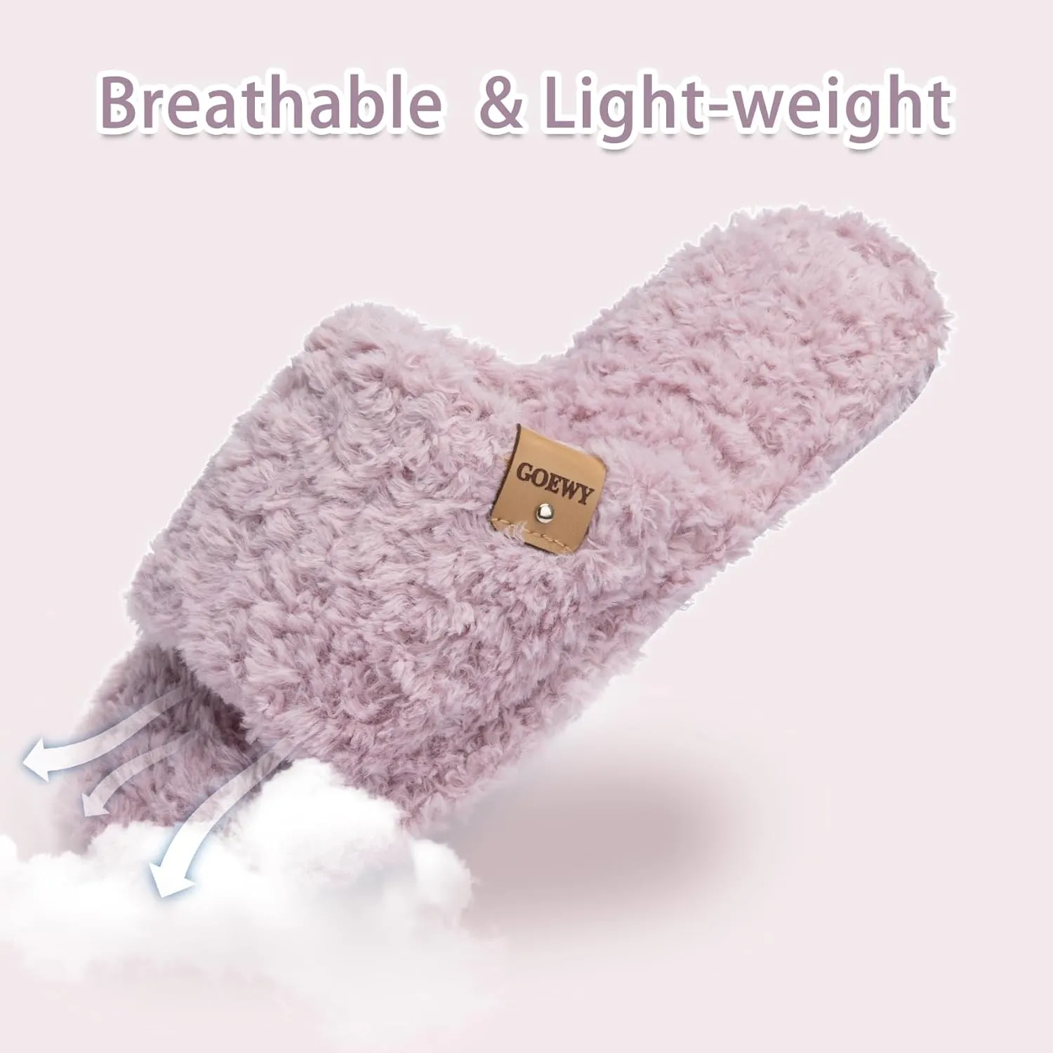 Fuzzy Open Toe Slippers for Women Indoor Cozy Memory Foam Slip On House Slides Shoes Gifts for Womens Her Mom