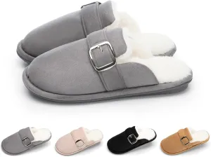 Fuzzy Slippers for Women with Memory Foam Warm Winter Suede House Slippers Shoes Indoor Outdoor Gifts For Women Faux Fur Anti-Skid